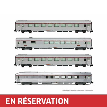 Coffret de 4 voitures type Mistral '69, TEE "Jules Verne", Paris-Nantes, ép. IV, SNCF