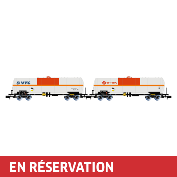 Coffret de 2 wagons-citernes « VTG + Ermewa », livrée beige/orange/rouge, ép. VI, SNCF