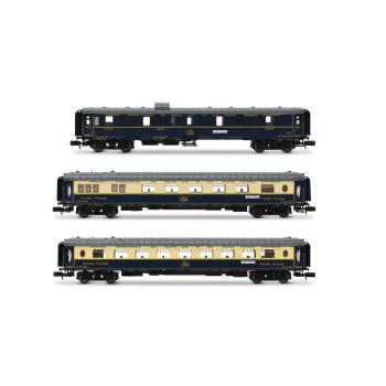 Coffret de 3 voitures « Edelweiss Pullman Express », set 1/2 (DD3, VPC Flèche d'Or + VP Étoile du Nord), ép. II, CIWL