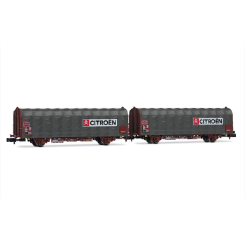 Coffret de 2 wagons bâchés à 2 essieux « Citroën », type Kijls K70, ép. IV-V, SNCF