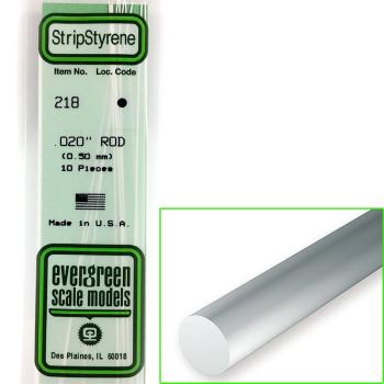 Baguettes rondes pleines en polystyrène - Diam. 0,50 mm Long. 355 mm  - EVG 218