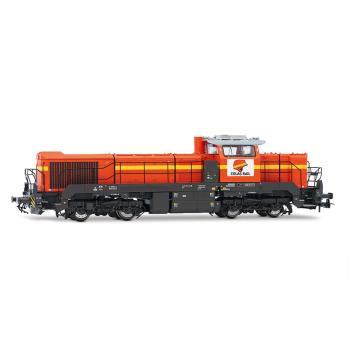 Locomotive diesel Vossloh DE 18, COLAS RAIL, livrée orange/jaune, ép. VI