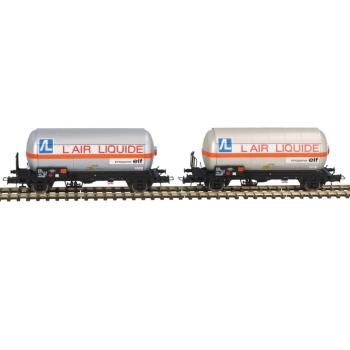 Coffret de 2 wagons gaziers à 2 essieux avec toit pare soleil, « Air Liquide », ép. IV, SNCF