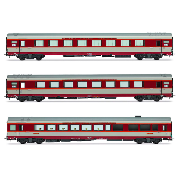 Coffret de 3 voitures « Le Kléber » (A8u, A8tu, A3rtu) en livrée « Grand Confort » grise, ép. IV, SNCF