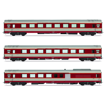 Coffret de 3 voitures « Le Kléber » (A8u, Vru, A4Dtux) en livrée « Grand Confort » grise, ép. IV, SNCF