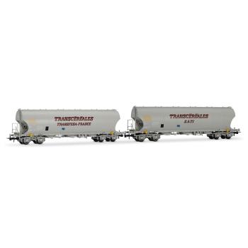 Coffret de 2 wagons trémies à 4 essieux pour le trafic vers l'Espagne, « Transfesa-France » et « SATI », ép. IV SNCF