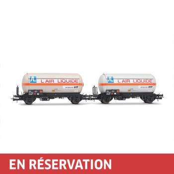Coffret de 2 wagons gaziers à 2 essieux avec toit pare soleil, « Air Liquide », ép. IV, SNCF