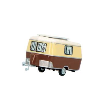 Caravane Eriba familiale, brun/beige ivoire, roulante, autocollant "F"